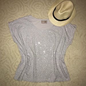 Gray Sequin Tee Chico’s Sz 3